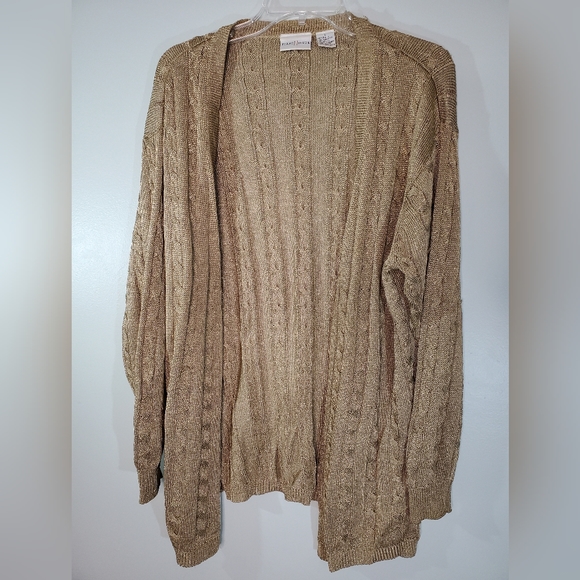 First Issue Gold Shimmery Rayon Blend Cardigan L - Picture 1 of 8